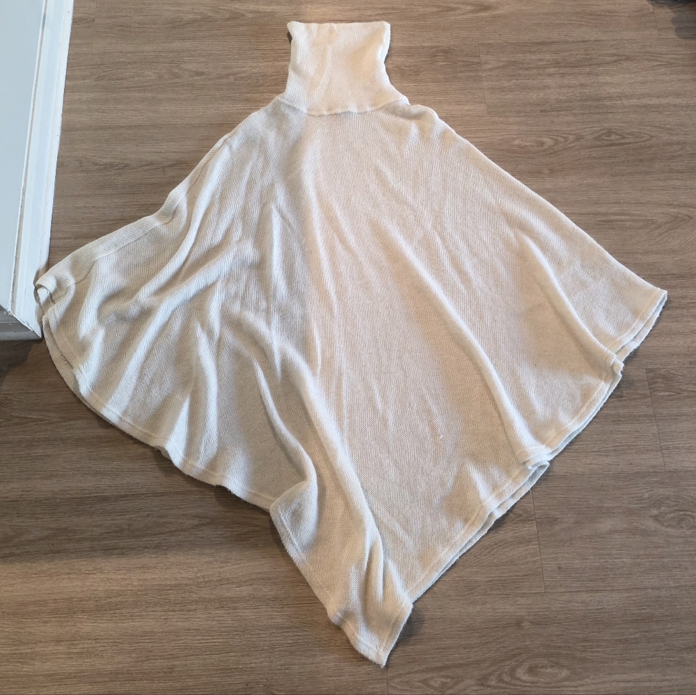 PLEIN SUD White Wool Knit Poncho OSFM